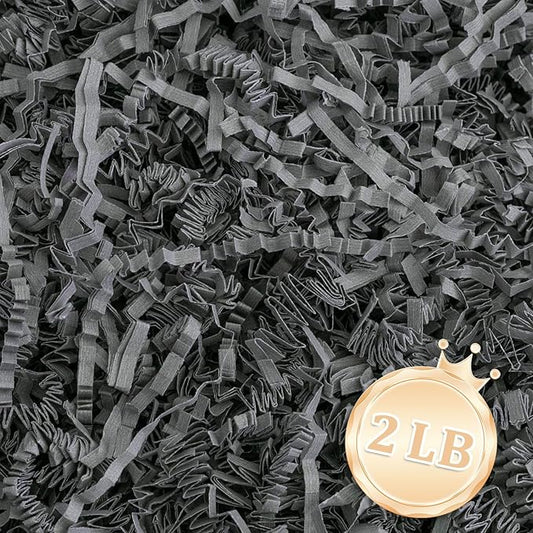2 LB Grey Crinkle Cut Paper Shred Filler Great for Gift Wrapping, Grey Basket Fillers, Birthday, Gift Wrapping, Anniversary, Halloween Thanksgiving Christmas Party Decor Filling Supplies