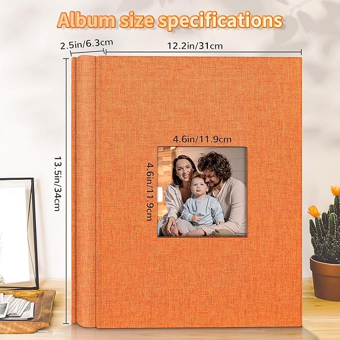 Photo Album 4x6 with 600 Pockets,Slip-in Picture Albums,Linen Cover Memory Book with Front Window,White Page Vertical Photo Book for Wedding,Family,Anniversare,Baby,Vacation