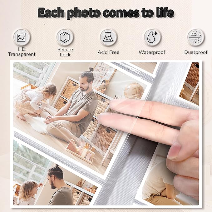 Photo Album 4x6 with 1000 Pockets,Slip-in Picture Albums,Linen Cover Memory Book with Front Window,White Page Vertical Photo Book for Wedding,Family,Anniversare,Baby,Vacation