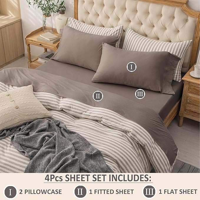 PURE ERA Jersey Knit 3pc Bed Sheet Set 100% T-Shirt Cotton Super Soft Comfy Breathable Fits Mattress Up to 20" Extra Deep Pocket (Solid Brown, Twin)
