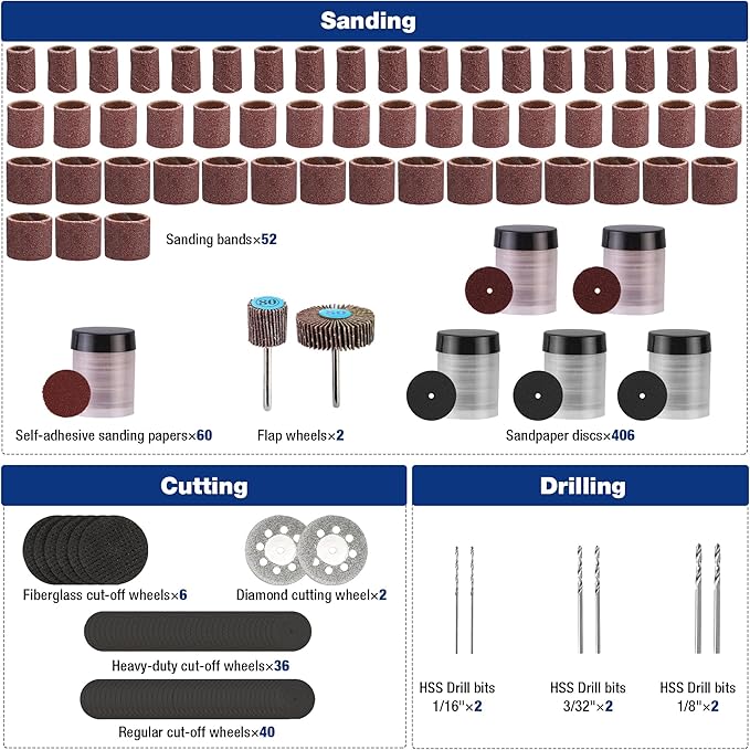 WORKPRO 698-Piece Rotary Tool Accessories Kit, Rotary Tool Bits for Easy Cutting, Grinding, Sanding, Polishing, Cleaning, Drilling, Carving and Engraving