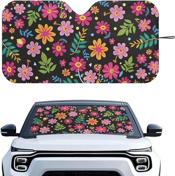 Cute Flower Car Sun Shade Blocks UV Rays Automotive Interior Cover Sun Visor Protector Keep Your Vehicle Cool,Car Accessories