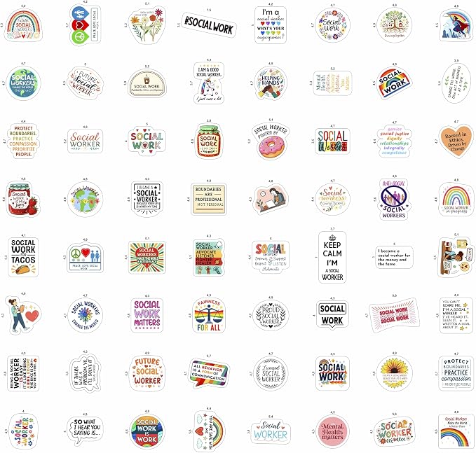 100Pcs Social Work Stickers for Laptop, for Water Bottle - Social Worker Gifts - Gift for Women & Men
