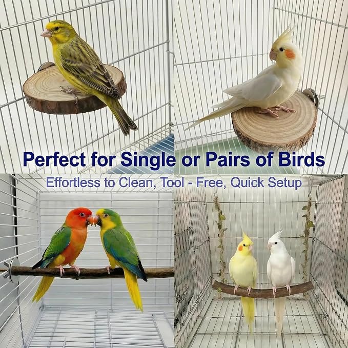8PCS Bird Perches for Cage, Natural Wood Stands for Small Parrots | Bird Cage Accessories: Natural Wood Perches Set for Cockatiels, Conures, Lovebirds, Budgies. Easy Install, Safe for Chewing