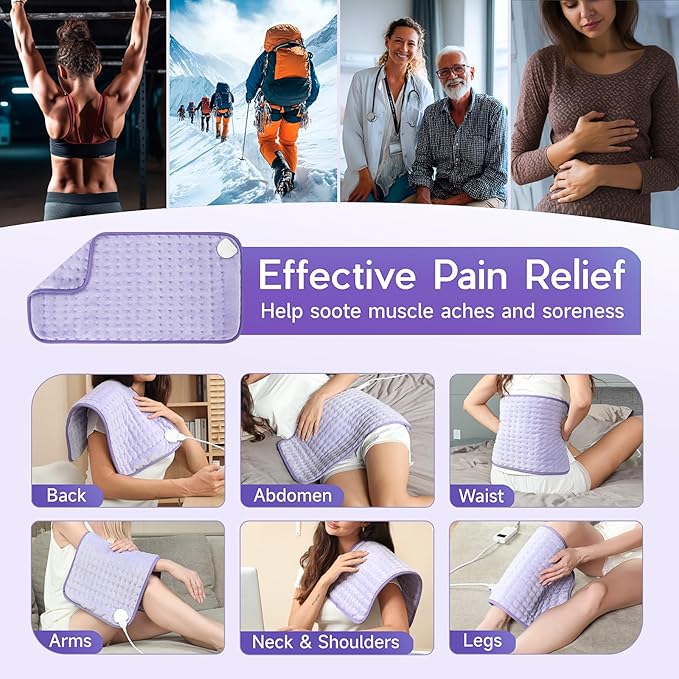 Heating Pad for Period Cramps, Heating Pad for Back/Neck/Shoulder Muscle Pain, 6 Heating & 4 Timer Setting, Auto Shut Off, Dry/Moist Heat & Machine Washable, Birthday Christmas Gifts for Women Mom