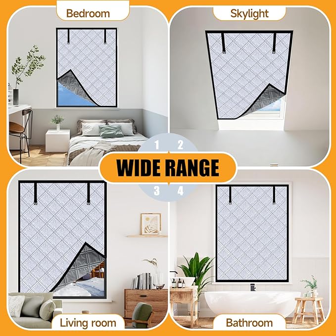 Winter Insulated Window Curtain 23.6"x39", Oxford Cloth Thermal Insulated Window Cover with Buckles,Heavy Duty Window Insulation Kit Fits Windows up to 22.6"x38",Silvery