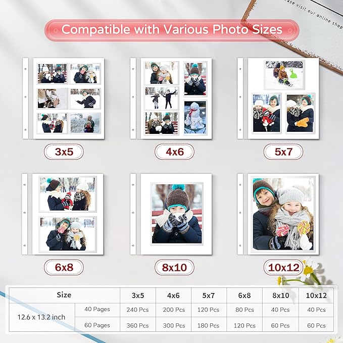 Popotop Large Photo Album Self Adhesive 4x6 5x7 8x10 Scrapbook Album DIY Picture Book,Gifts for Mom,Family Baby and Wedding,with Metal Pen and Plastic Board