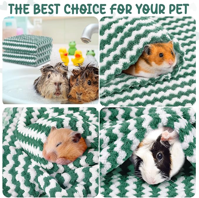 Moukeren 20pcs Guinea Pig Blankets, 12 x 12 Inch, Modern, Dark Green | Washable Reusable Bedding Pads for Small Animals, Soft Absorbent Mats for Guinea Pig, Rabbit, Hamster, Hedgehog & Chinchilla