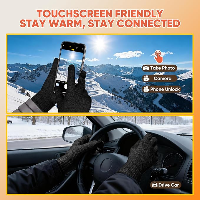 ihuan Winter Hat Scarf Gloves Warmer Christmas Gifts, Warm Knit Beanie Hat Touch Screen Gloves Set Neck Scarves for Women