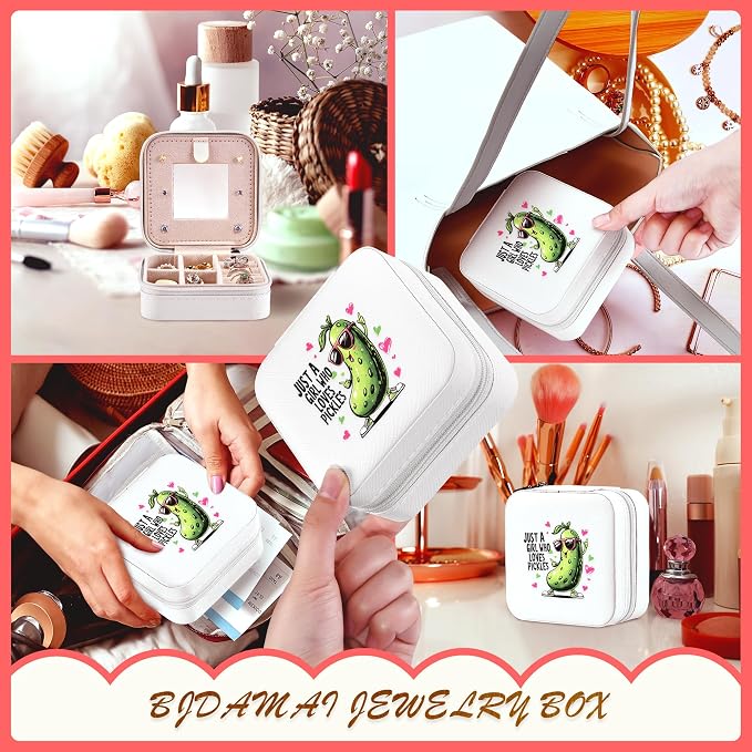 Pickle Jewelry Box, Gifts For Teens Girls, Pickle Lovers Stuff Items Accessories Things Merchandise Decor Merch, Travel Ring Earrings Necklace Organizer Holder!