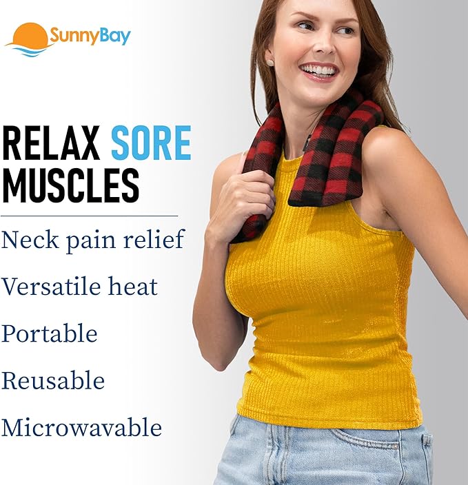 SunnyBay Microwave Heating Pad for Neck and Shoulders, Versatile Bean Bag Moist Heating Pad, Microwavable Neck Wrap and Cool Pack for Deep Pain Relief, Weighted Hot or Cold Therapy (Buffalo)