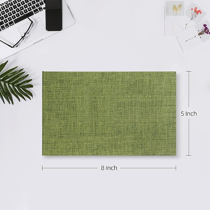 Mublalbum Small Photo Album 4x6 100 Photos Linen Cover Picture Book with Horizontal Pockets for Family Wedding Baby and Anniversary (Green)