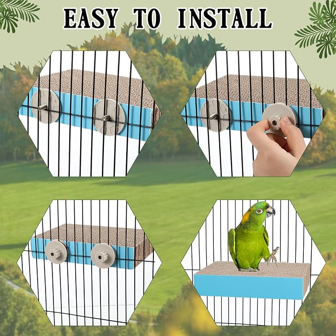 Skyygemm 2 Pcs Bird Toys Parrot Perch Stand Cage Accessories, Medium | for Macaws Conures Cockatiel Budgies, Corrugated Texture Promotes Claw Grinding, Platforms for Cage Play, Beak Chew Activity
