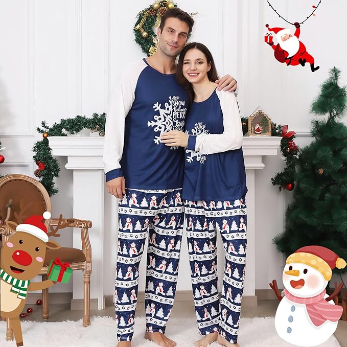 Matching Family Christmas Pajamas Sets, Holiday PJs with Top and Pants, Cute 2 Piece Sleepwear for Couples/Women/Men