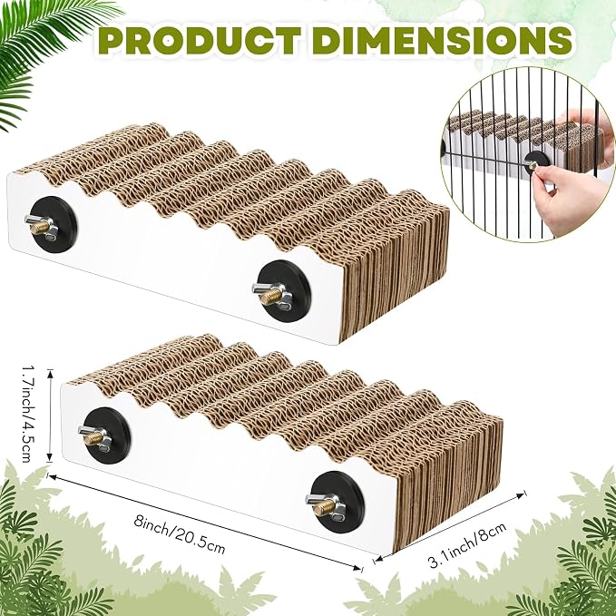 CroBlissful 2-Piece Bird Platforms - Macaw, Small Parakeet, Conure, Budgie - Brown Cardboard Bird Perch - Paw Grinding Stand - Parrot Playground