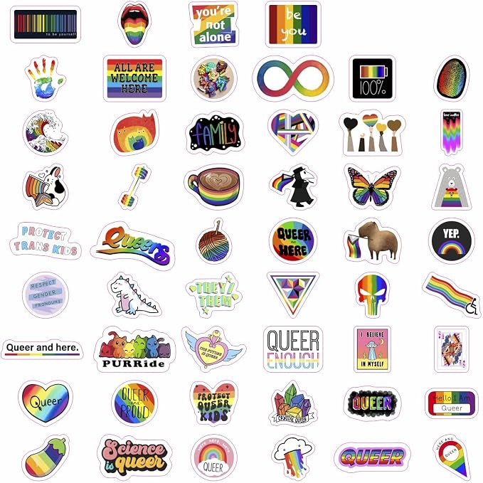100Pcs Queer Stickers for Water Bottle and Laptop - Queer Party Supplies & Decorations, Waterproof Vinyl Decals, LGBTQ+ and Pride Stickers, Gifts for Women & Men