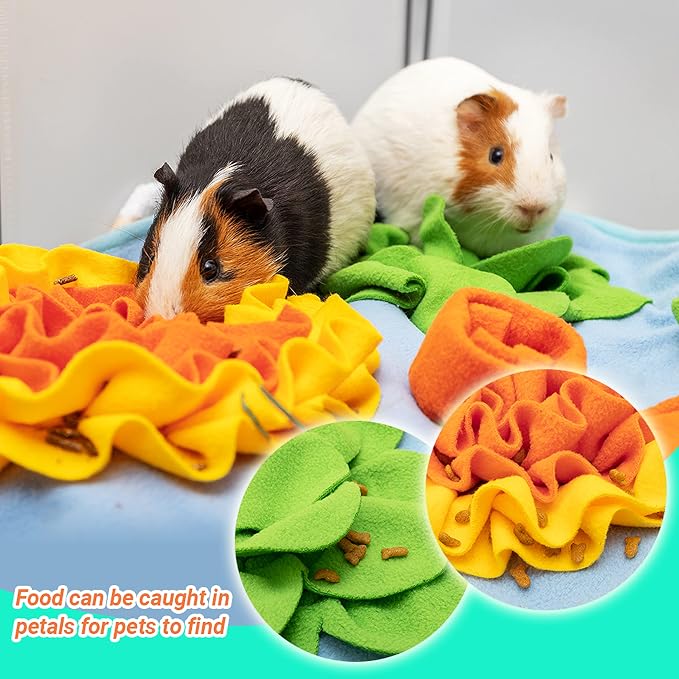 Rabbit Snuffle Mat, Bunny Foraging Feeding Toy for Small Pet | Small Animal Enrichment Toy Washable Feeding Mat for Guinea Pig Chinchilla Hedgehog Ferret