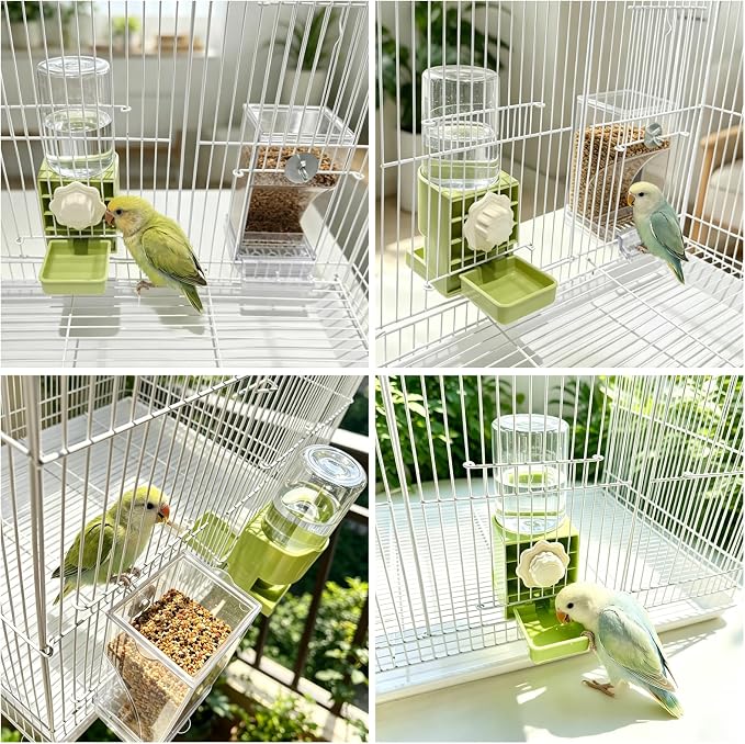 Lemtrflo No Mess Bird Cage Feeder, Automatic Bird Water Dispenser | Parakeet Cage Accessories