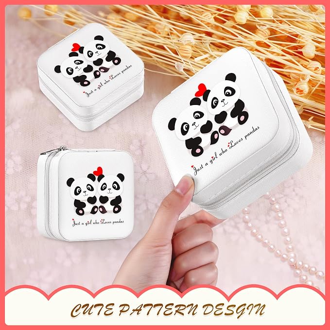 Panda Jewelry Box, Gifts For Women Teens Girls, Panda Lovers Themed Stuff Items Accessories Things Merchandise Decor Merch, Travel Ring Earrings Necklace Organizer Holder！