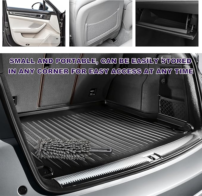 Car Interior Duster, Lint & Scratch Free Microfiber Dusting Tool with Comfy Handle, Multipurpose Hand-Held Duster Essential Cleaning Supplies for Vehicle Home Office