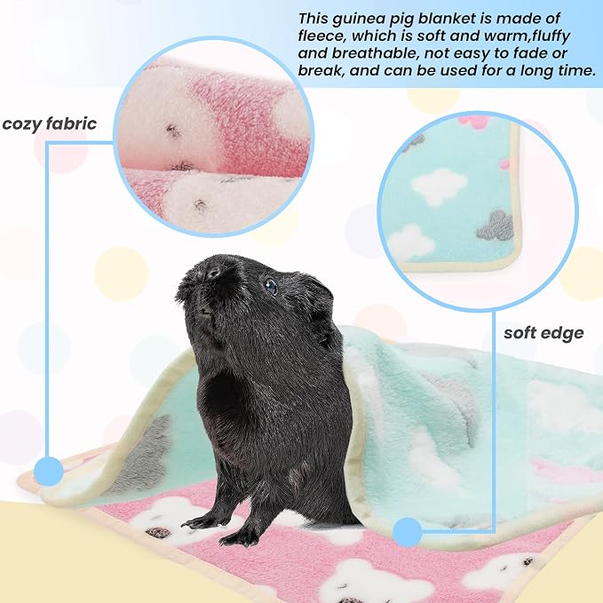 Guinea Pig Bedding Blankets, 6 Pack Soft Fleece Pet Cage Liner | Small Animal Cage Accessories for Rat Hedgehog Chinchilla Hamster Rabbit Bunny, Washable Sleep Mat Bedding Accessories
