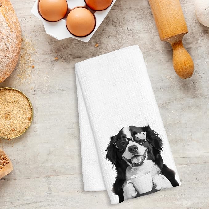 Funny Bernese Mountain Coffee Kitchen Towels Gift, Bernese Mountain Dog Gifts, Coffee Gifts for Women, Dog Lover Gift Decorative Dish Hand Tea Towels for Kitchen Home Bar Decor, 16x24 Inch