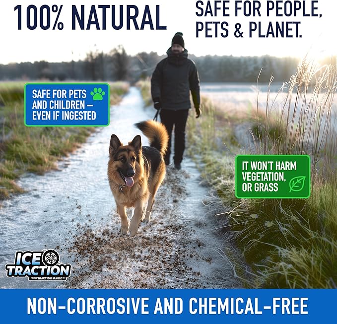 Ice Traction™ – Instant Traction Granules for Snow & Black Ice | Pet & Child Safe | Non-Corrosive, Chloride-Free | Safe on Concrete, Decks & Metal | 3 lb 12oz Bucket