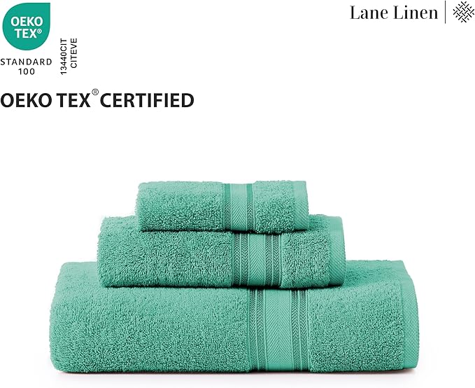 LANE LINEN Towels for Bathroom – 12 Pack, 100% Ring-Spun Cotton, Zero Twist, 4 Bath, 4 Hand Towel & 4 Wash Cloths, Highly Absorbent, Luxury Hotel & Spa Quality, Machine Washable – Teal