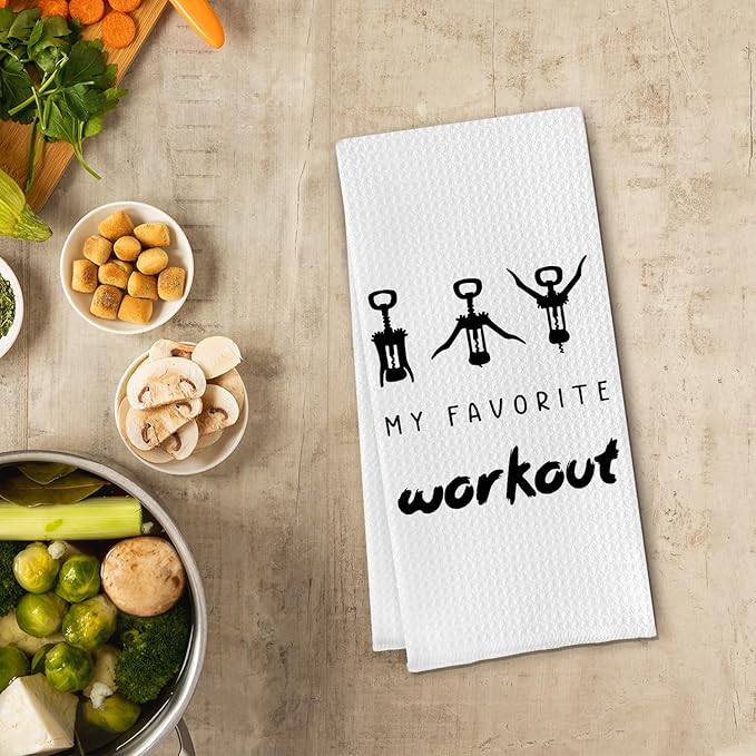 Ciliri Funny Kitchen Towels, Favorite Workout Hand Towels, Wine Lovers Gifts for Women, Tea Towels, Dish Towel for Kitchen & Bathroom Decor - 16 x 24