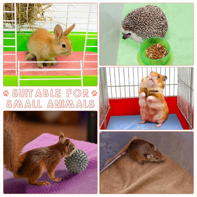 VitalCozy 10 Pcs Guinea Pig Cage Liners Washable Rat Bedding for Guinea Pigs Controlling Absorbent Waterproof Pee Pads Blanket for Rabbits Hamster Small Animal Chinchilla(Grid,18x24 Inch,Multicolor)