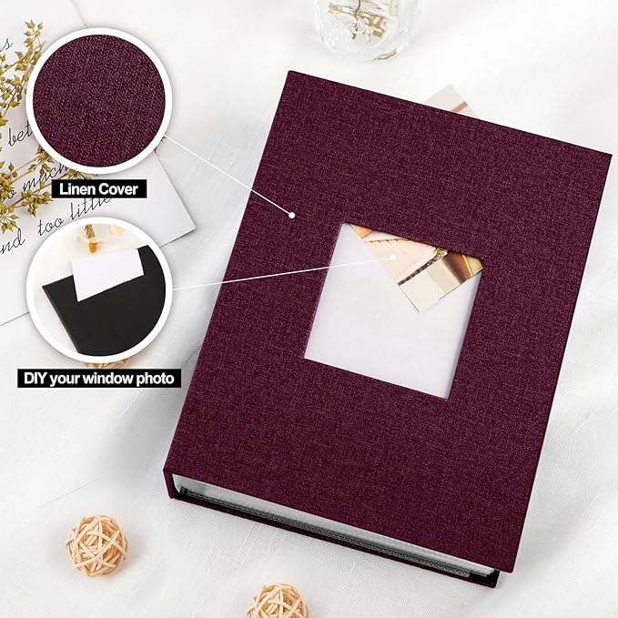 Ywlake Photo Album 4x6 200 Pockets Photos 2 Packs, Linen Photo Albums Holds 200 Horizontal Pictures Only Purple