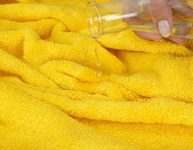 American Soft Linen Luxury 6 Piece Towel Set, 2 Bath Towels 2 Hand Towel 2 Washcloths, 600 GSM 100% Cotton Turkish Towels for Bathroom, Yellow Towel Sets