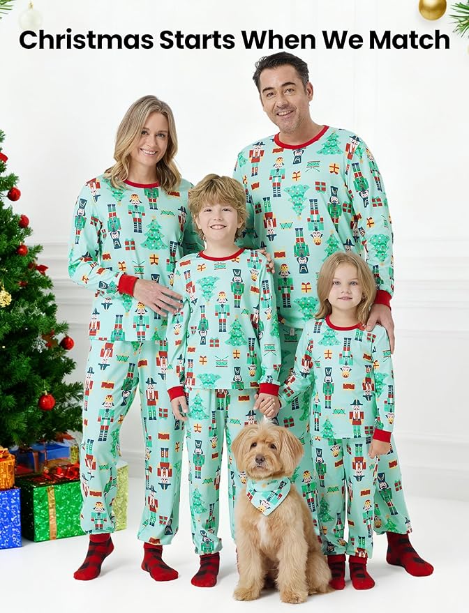PATPAT Christmas Family Matching Pajama Sets Includes Christmas Socks - Perfect for Family Photos & Holiday Celebrations