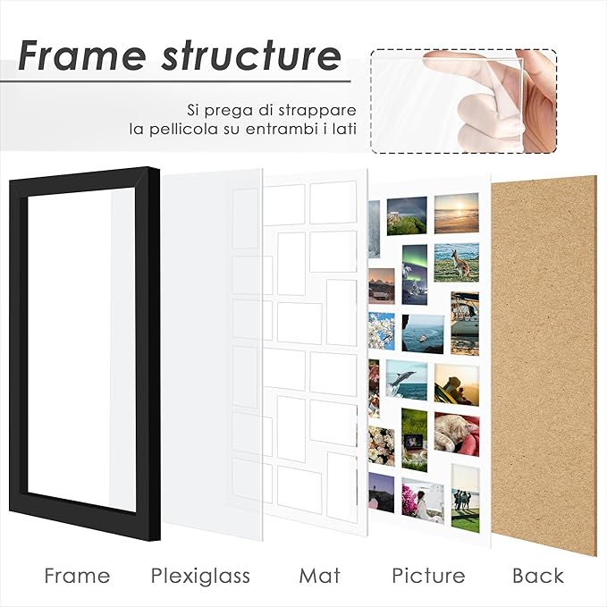 18x30 Picture Frame 4x6 Collage Picture Frame Displays Eighteen 4x6 inch Photos Collage Wall Decor Wall Hanging Black