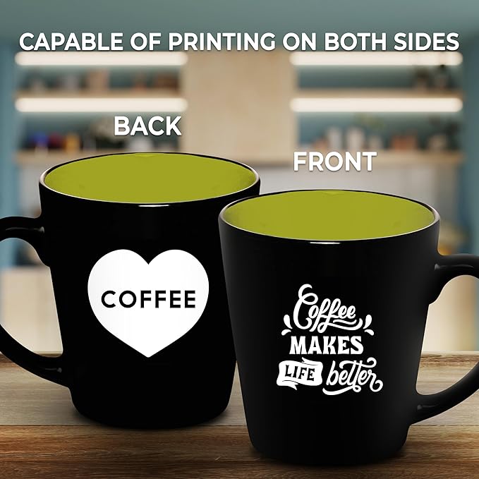 Custom Ceramic Coffee Latte Mugs 12 oz. Set of 50, Personalized Bulk Pack - Perfect for Coffee, Tea, Espresso, Hot Cocoa, Other Beverages - Lime Green