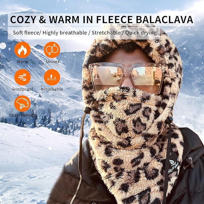 Shy Velvet Balaclava Wind-Resistant Winter Face Mask,Fleece Ski Mask for Men and Women,Warm Face Cover Hat Cap Scarf
