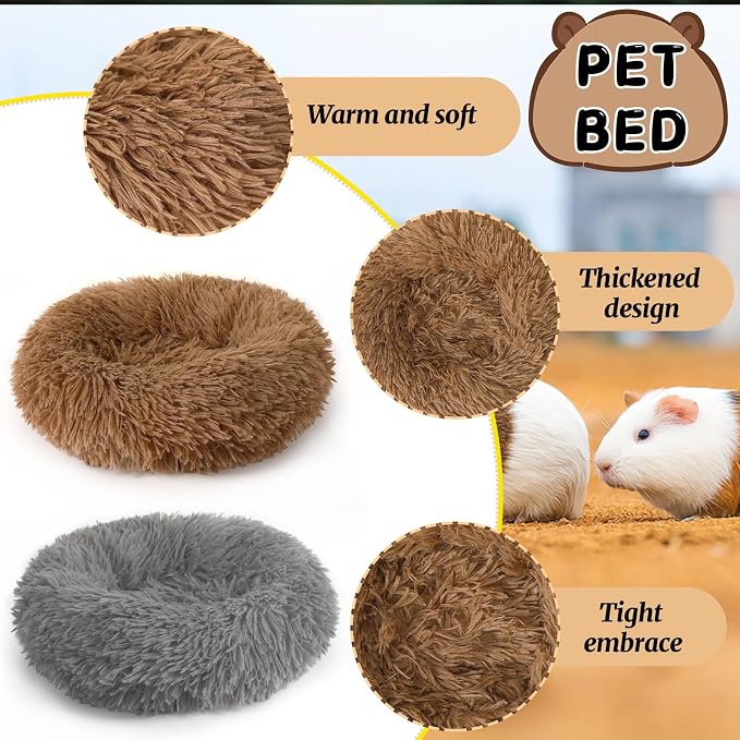PETKNOWS 2-Pack Winter Guinea Pig Beds Hamster Bed Small Animal Hideout | Thickened Plush and PP Cotton Fabric, Guinea Pig and Hamster Bed, Keeping Warm and Safe, 30cm Size with Inner Cushion