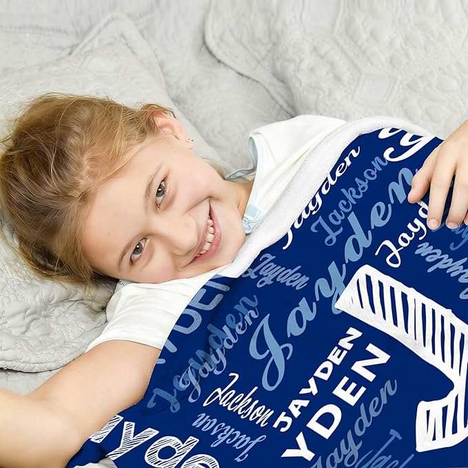 Ships Next Day- Custom Blanket With Name, Personalized Kids Throw Blankets, gifts for teen boys 8-12, Christmas Birthday Gifts for Boys Girls