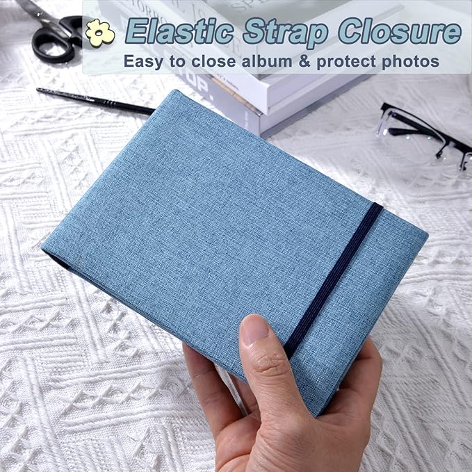 2PACK 4x6 Photo Album, 4x6 100 Pockets Linen Cover Photobook Small Capacity Pictures Book Easy to Classify and Portable for Wedding Family Baby Vacation (Blue)