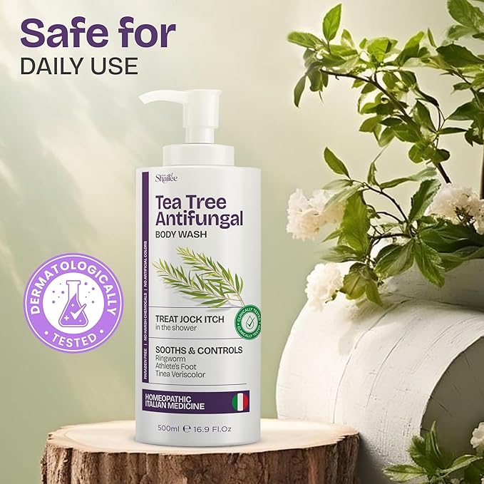 AntiFungal Body Wash With Tea Tree Oil | For Jock Itch, Athletes Foot & Ringworm | Paraben Free Tea Tree Soap For Men & Women 16.9 fl oz For All Skin Types