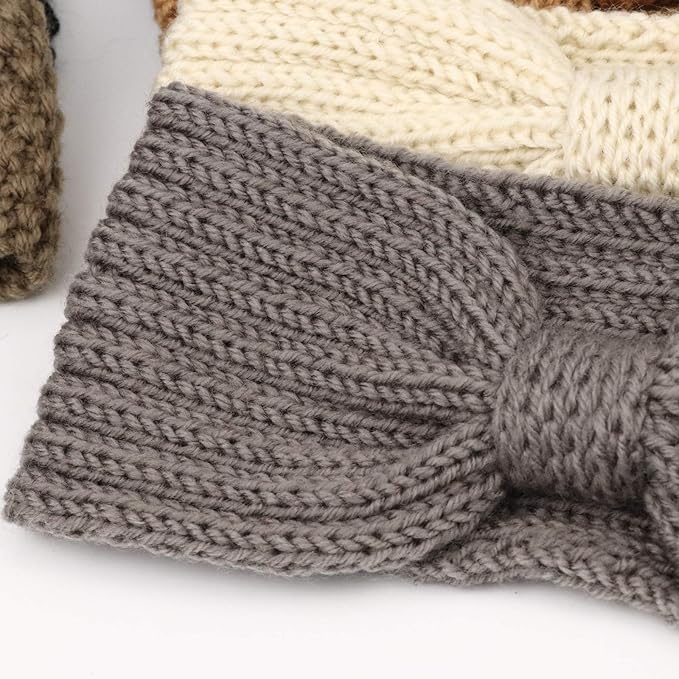 DRESHOW Winter Knit Chunky Headbands for Women Crochet Turban Knitted Ear Warmer Fashion Head Wrap 6 Pack