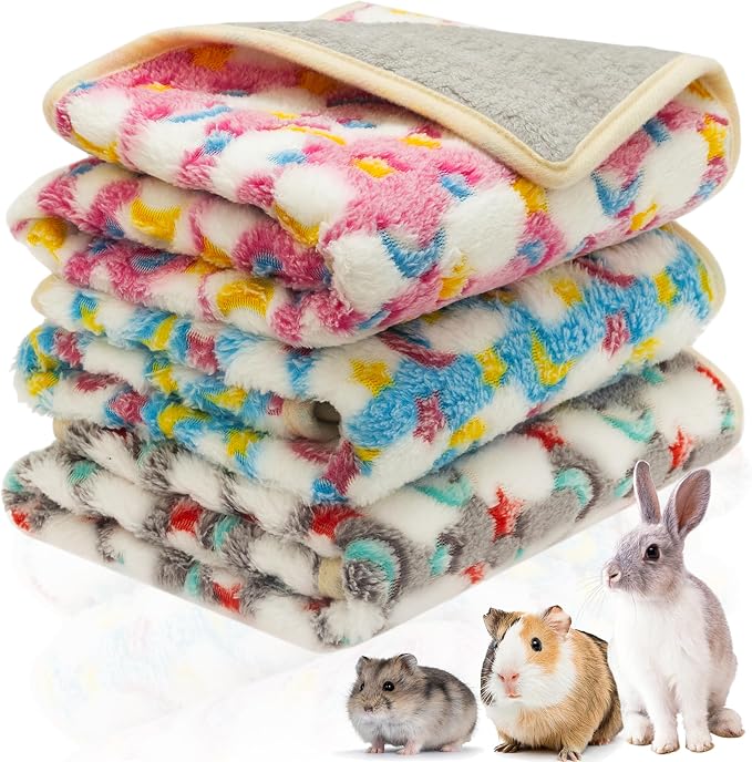 3PC Rabbit Bedding Mat Washable Soft Cage Liner Sleep Pad Fleece Blankets for Small Animals Guinea Pig Rat Ferret Chinchilla Hedgehog Hamster (S)