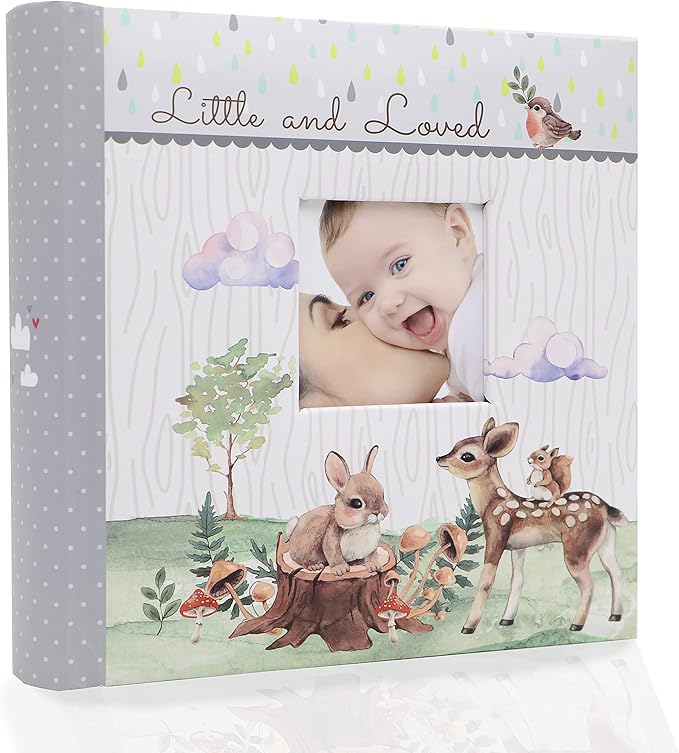 Holoary Baby Photo Album 4” x 6” 160 Photos, Newborn Baby Keepsake Gifts for Baby Boy/Girl and New Parents, Woodland Animals Design