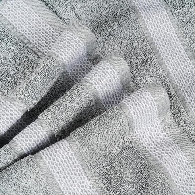 CASA COPENHAGEN Solitaire 6 Pieces Towel Set- Grey Violet, 600 GSM 2 Bath Towel 2 Hand Towel 2 Washcloth, Designed in Denmark Made of Soft Egyptian Cotton for Bathroom, Kitchen & Shower