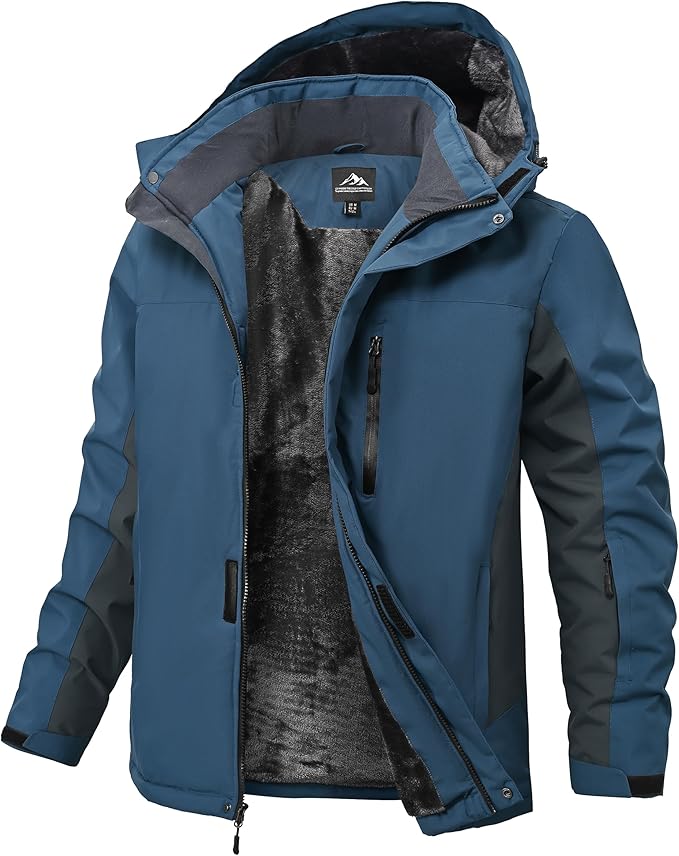 Mens Winter Snow Jacket Waterproof Ski Jackets Snowboard Rain Warm Coat Insulated Hood Fleece Lined