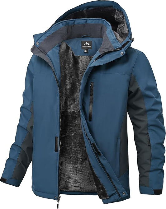 Mens Winter Snow Jacket Waterproof Ski Jackets Snowboard Rain Warm Coat Insulated Hood Fleece Lined