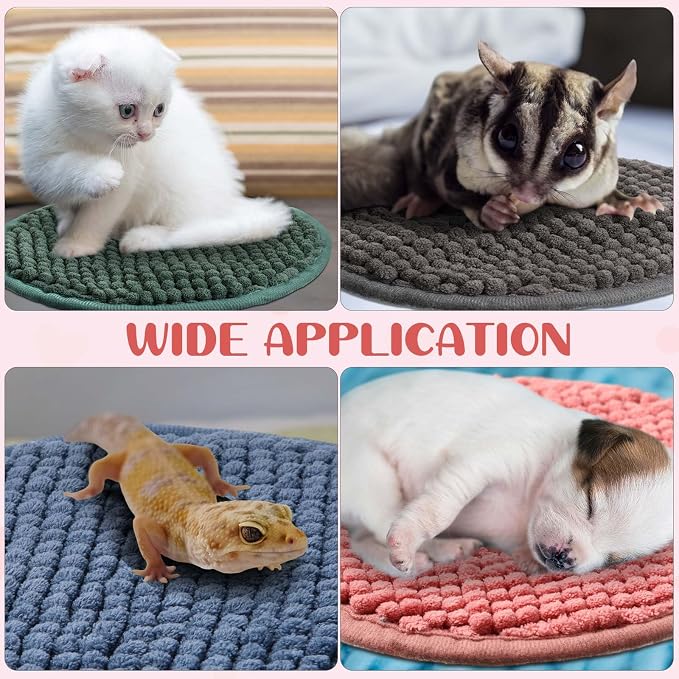 Amylove 4 Pcs Guinea Pig Cage Liner 7.8 Inch Round Washable Chenille Pee Pads Pet Dog Cat Bedding Training Mat Reusable for Small Animals Puppy Bunny Hamster Chinchilla