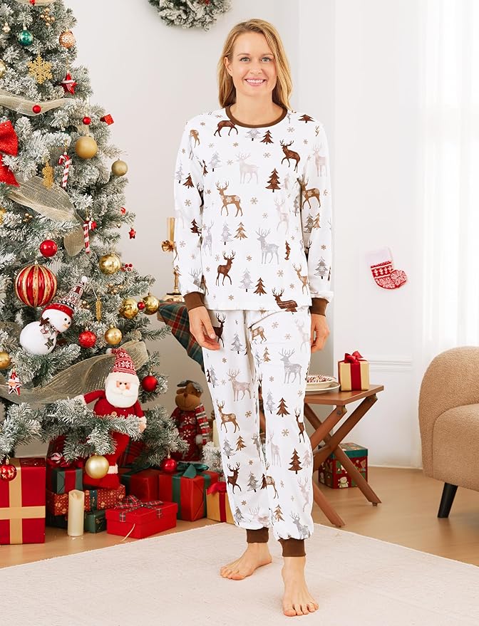 PATPAT Christmas Family Matching Pajama Sets Includes Christmas Socks - Perfect for Family Photos & Holiday Celebrations