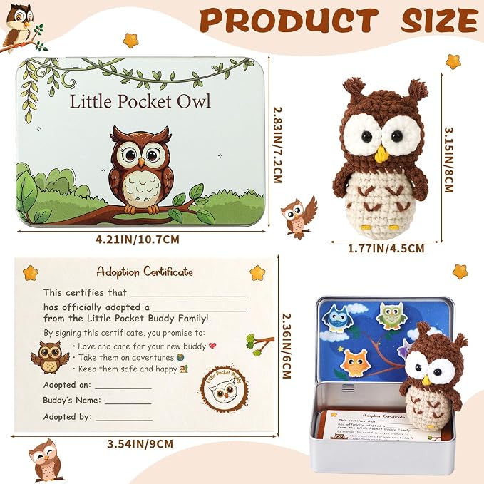 Little Pocket Owl Mini Owl Study Buddy, Back to School Keepsake Gifts | Cute mini owl in a pocket tin, a collectible desk gift for teacher student, back to school gifts