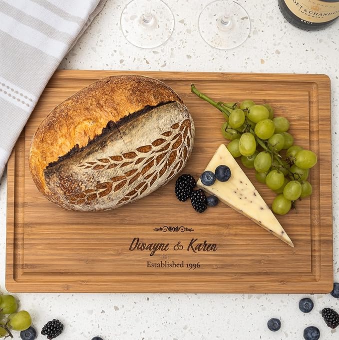 Personalized Cutting Board - Custom Engraved Wood Charcuterie Board Perfect for Wedding Gift, Mother's Day & Anniversary, With Gift Box & Stands - Medium (12'' x 9'' x 0.75")